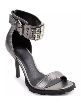 🚨💲⬇️ Karl Lagerfeld Metallic Ankle-Strap Heels |Sz. 6.5 |Color: Pewter (NWB)
